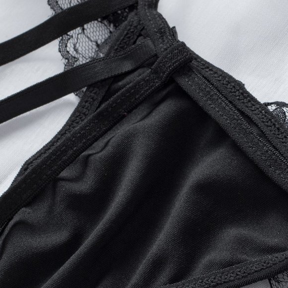 Black Perspective Lace Panty with garter straps - Picture 10 of 10